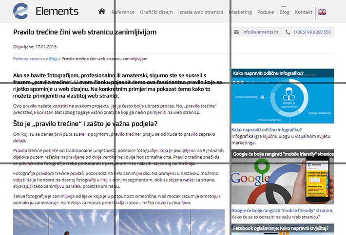 Pravilo trećine na internet stranici elements.hr Pravilo trećine na internet stranici elements.hr